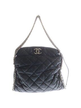 Chanel Luxury Line Quilted CC Logo Leather Chain One Shoulder Bag Silver